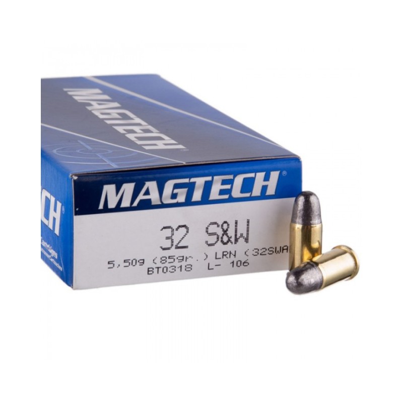 Cartouches MAGTECH Calibre 32 SMITH & WESSON 85grs LRN - Boite de 50 unités