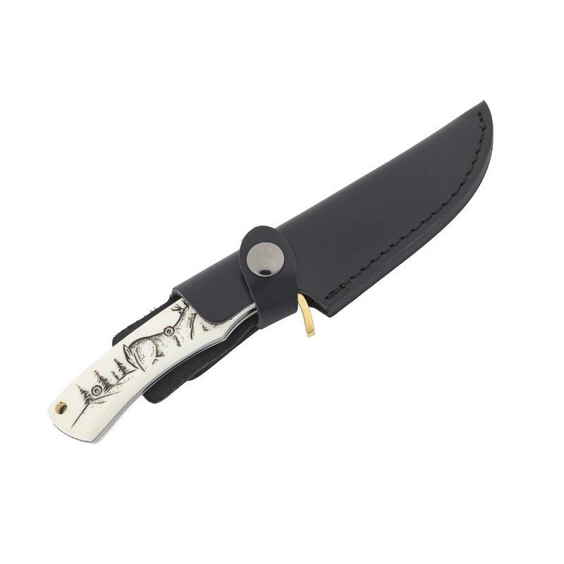 POIGNARD HERBERTZ IVOIRINE MOTIF CERF 10CM INOX