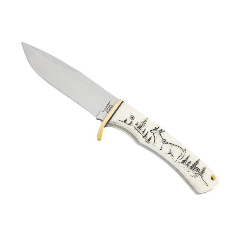POIGNARD HERBERTZ IVOIRINE MOTIF CERF 10CM INOX