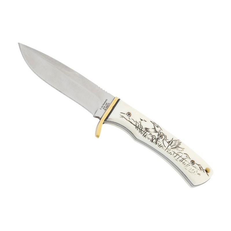 POIGNARD HERBERTZ IVOIRINE MOTIF CANARD 10CM INOX