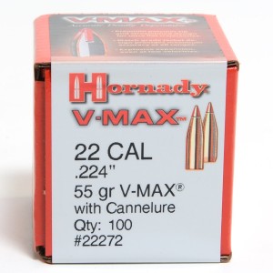 OGIVES HORNADY Cal. 22 .224 55grs V-MAX avec cannelure - Boite de 100 unités