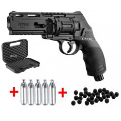 PACK Revolver défense UMAREX T4E HDR 50 - 11J ( 100 Billes, 5 cartouches CO2, MALETTE)